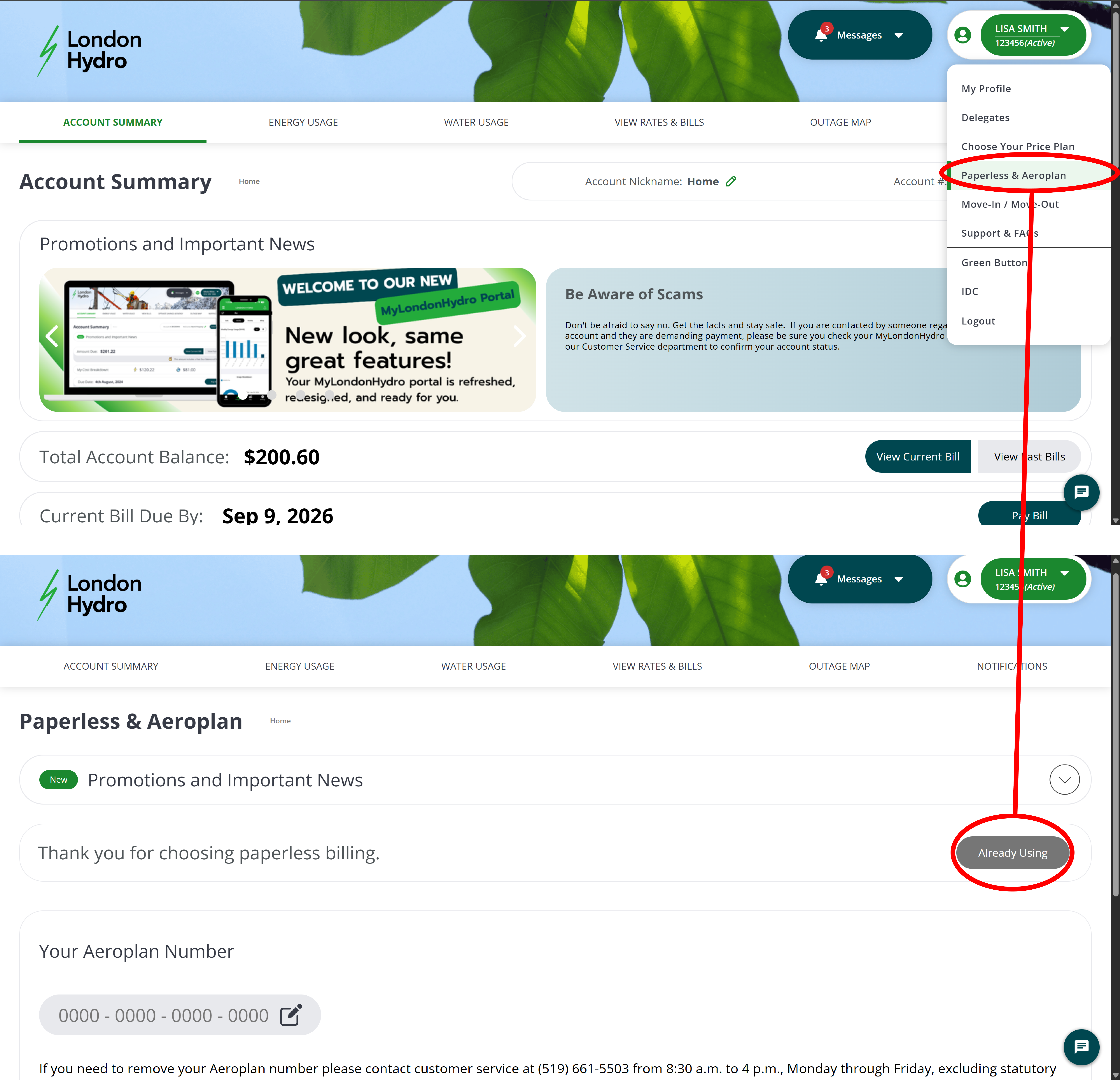 Adding Paperless Billing to your MyLondonHydro Account